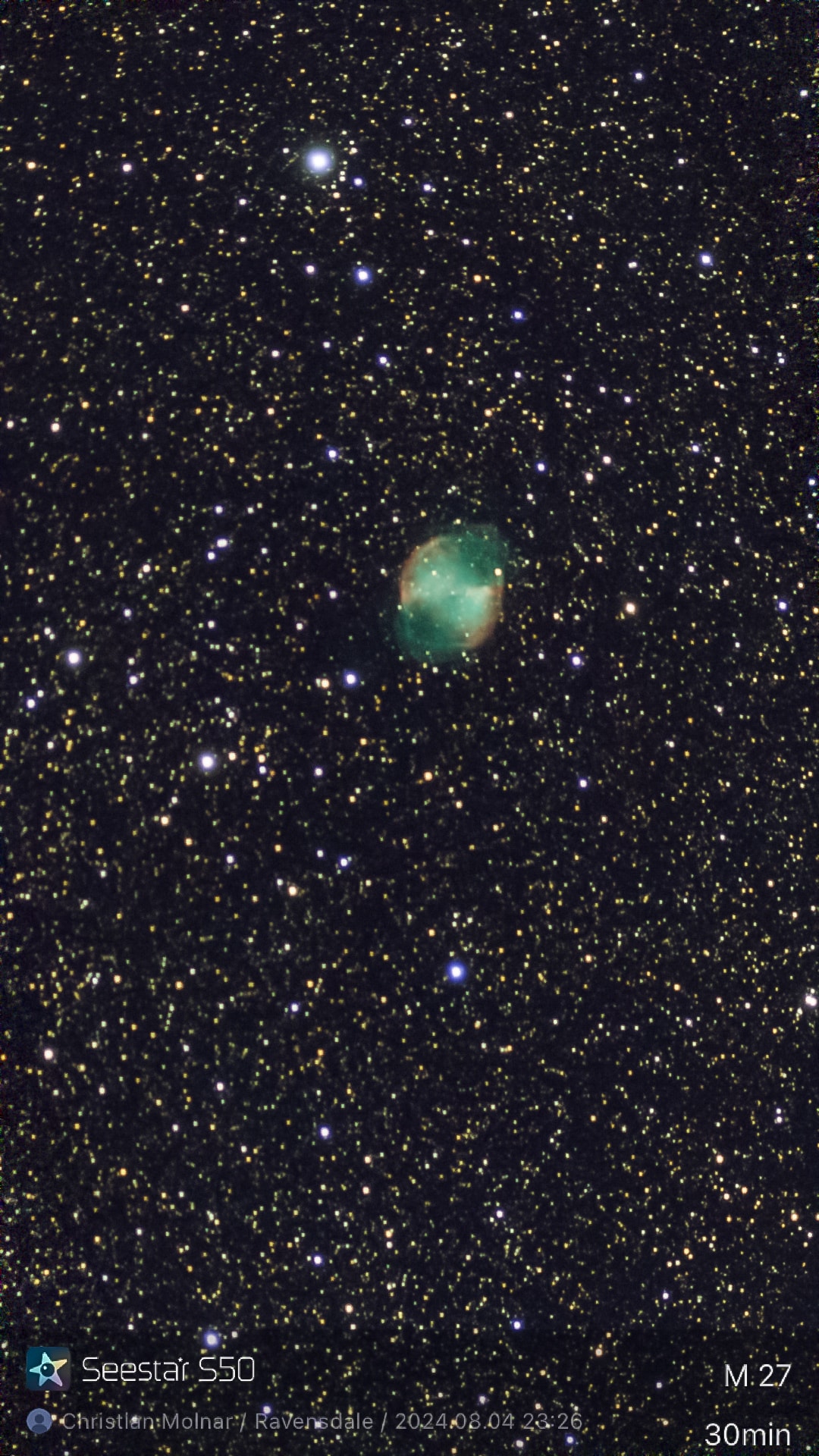Dumbbell Nebula (M27) - Astrophotography by Maple Valley Observatory